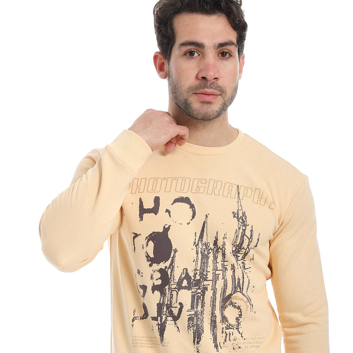Graphic-Print Cotton Sweatshirt -Simon - Red Cotton