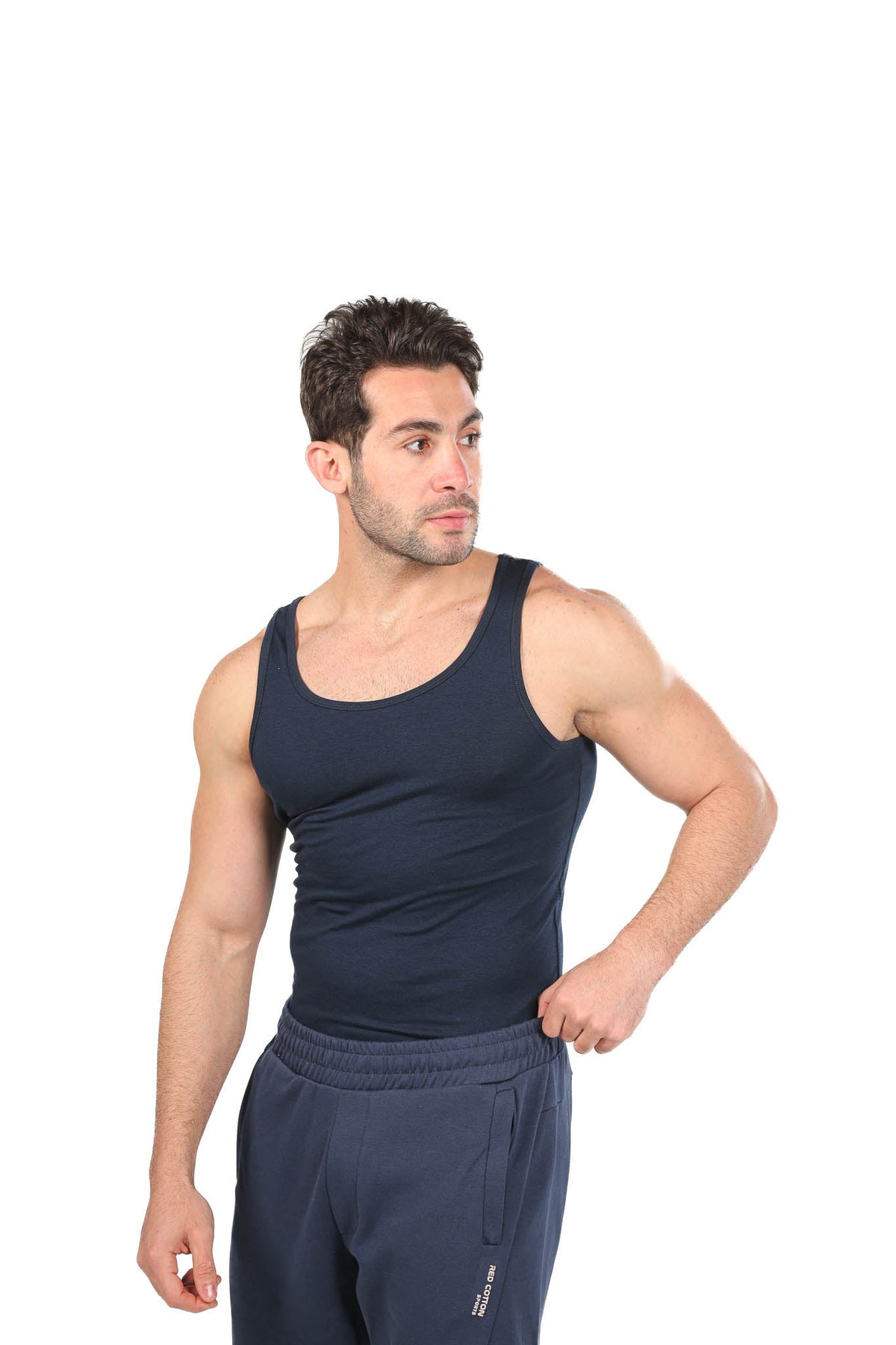 Lycra Sleeveless Undershirt For Men - Red Cotton