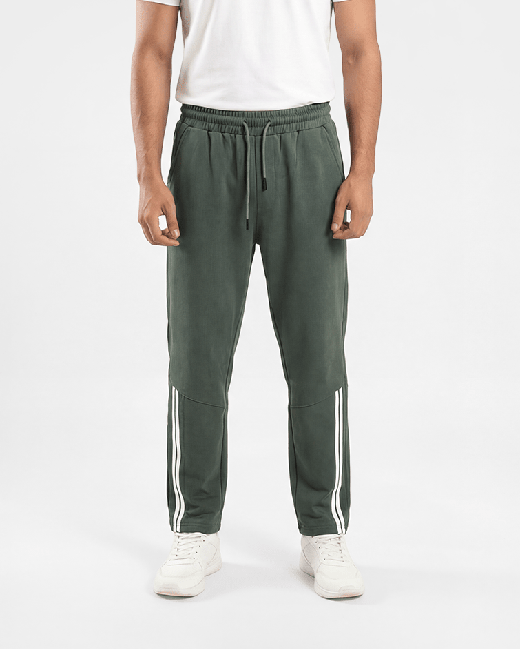 Men Athletic Side-Stripe Sweatpants - Red Cotton