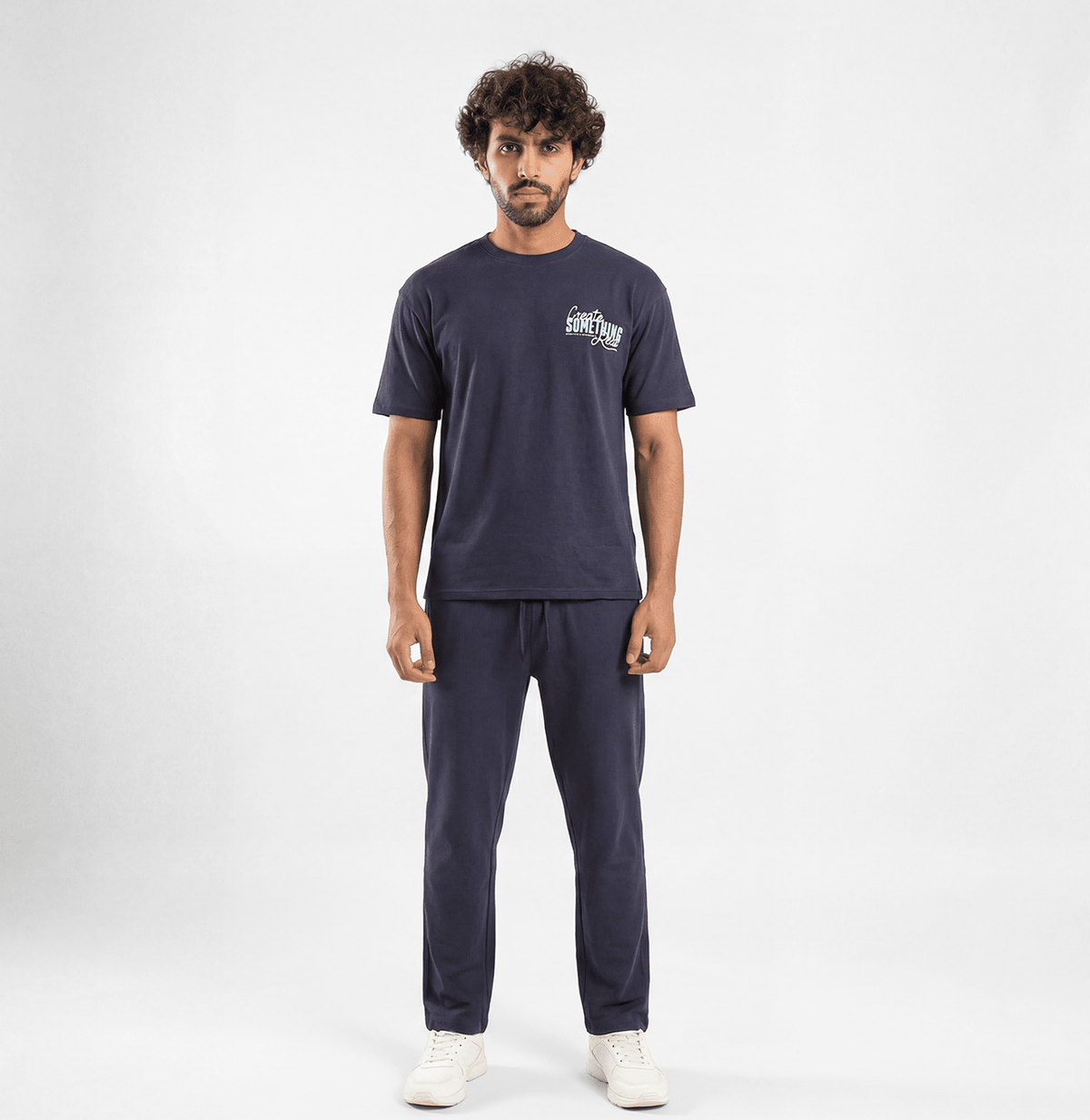 Men "Create Something" Active Lounge Set - Red Cotton