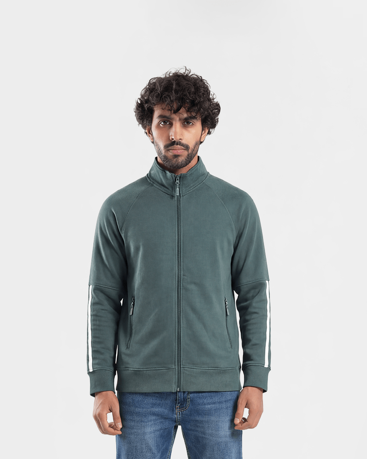 Men Essential Athletic Track Jacket - Red Cotton