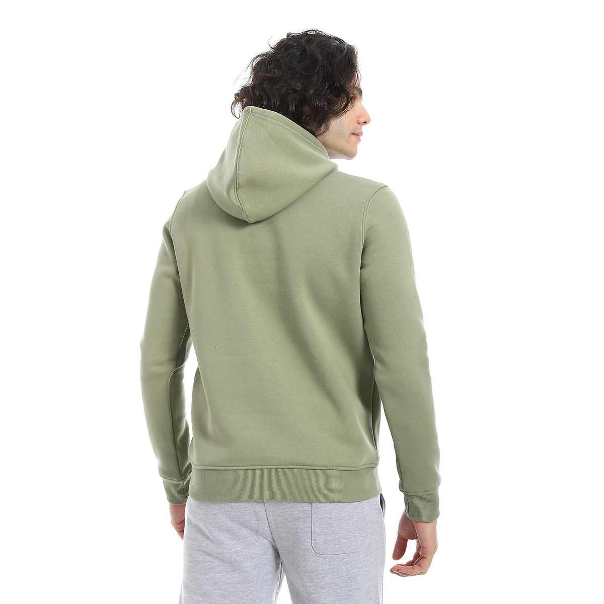 Men Hoodie With Prints - Dark Green - Red Cotton