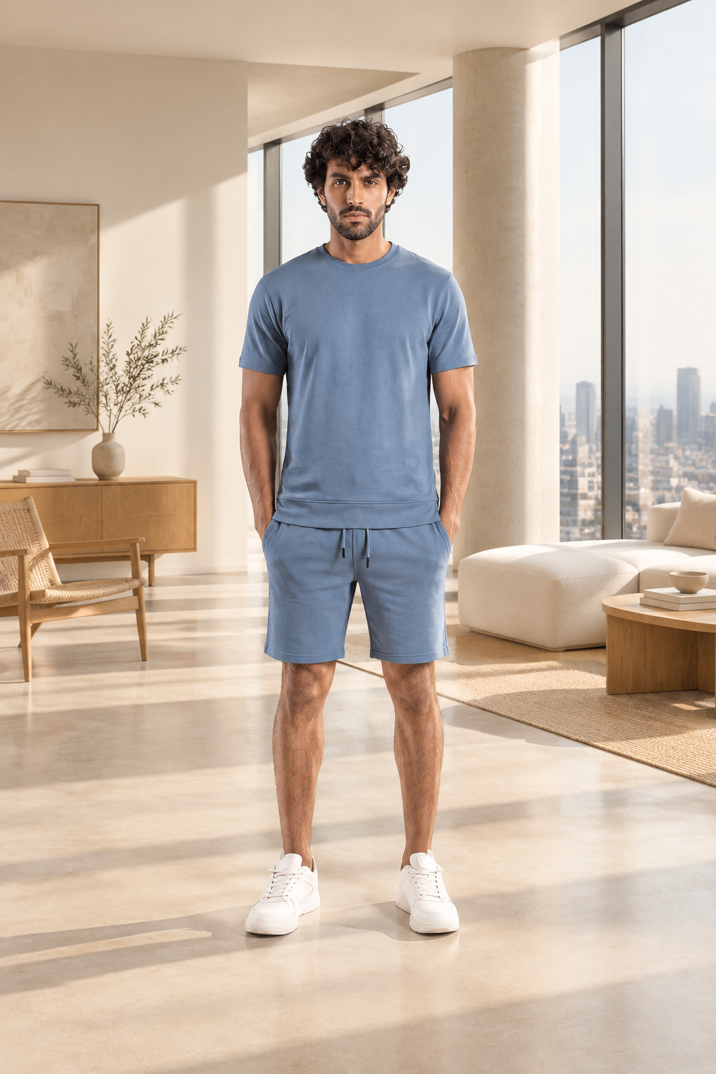 Men Interlock Short Set - Red Cotton