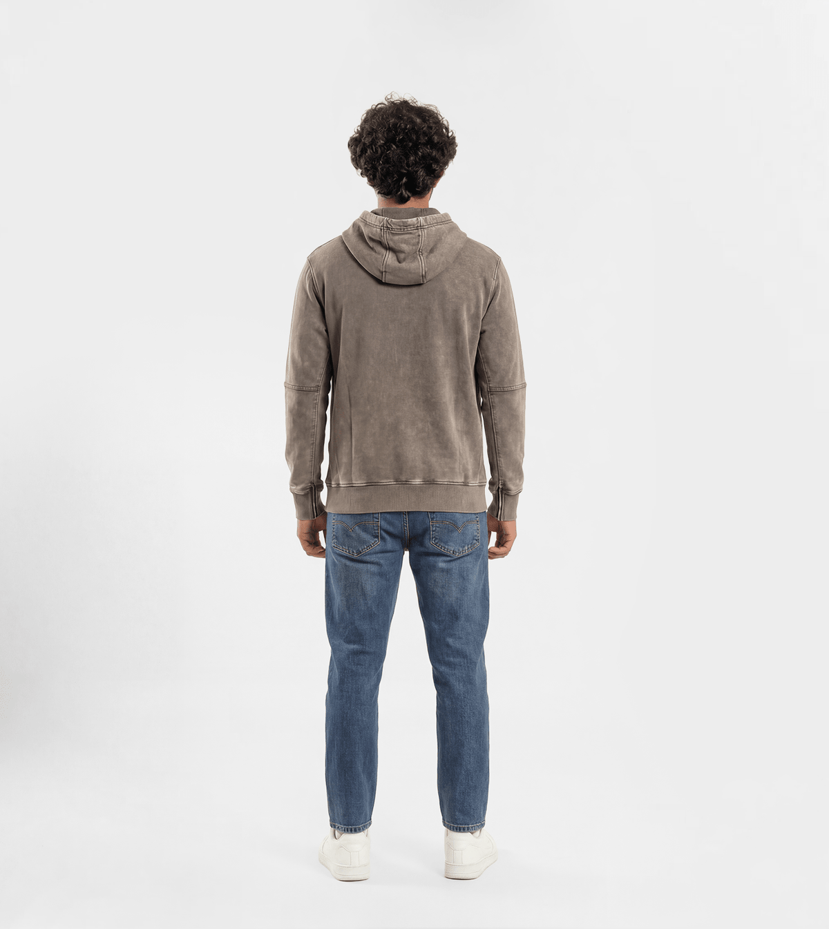 Men Mineral-Washed Hoodie - Red Cotton