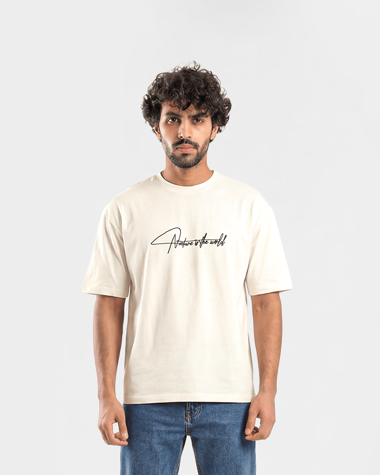 Men Off-White “Nature of the World” Signature Tee - Red Cotton