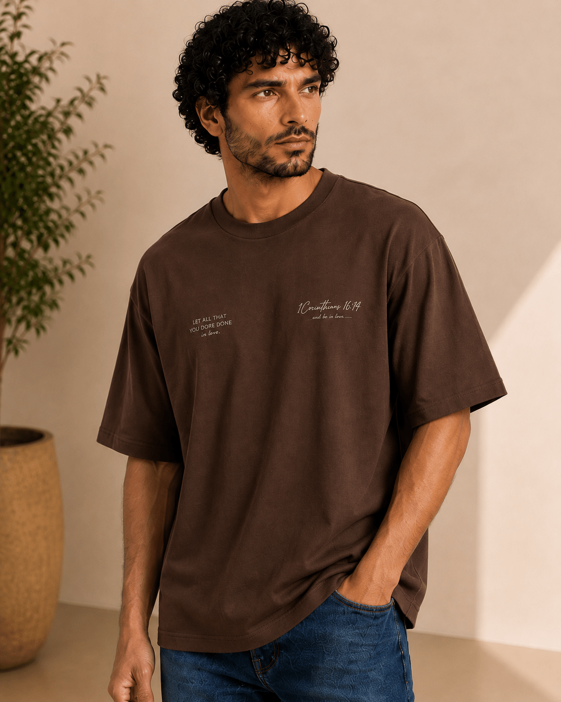 Men Oversized Casual T-Shirt - Red Cotton