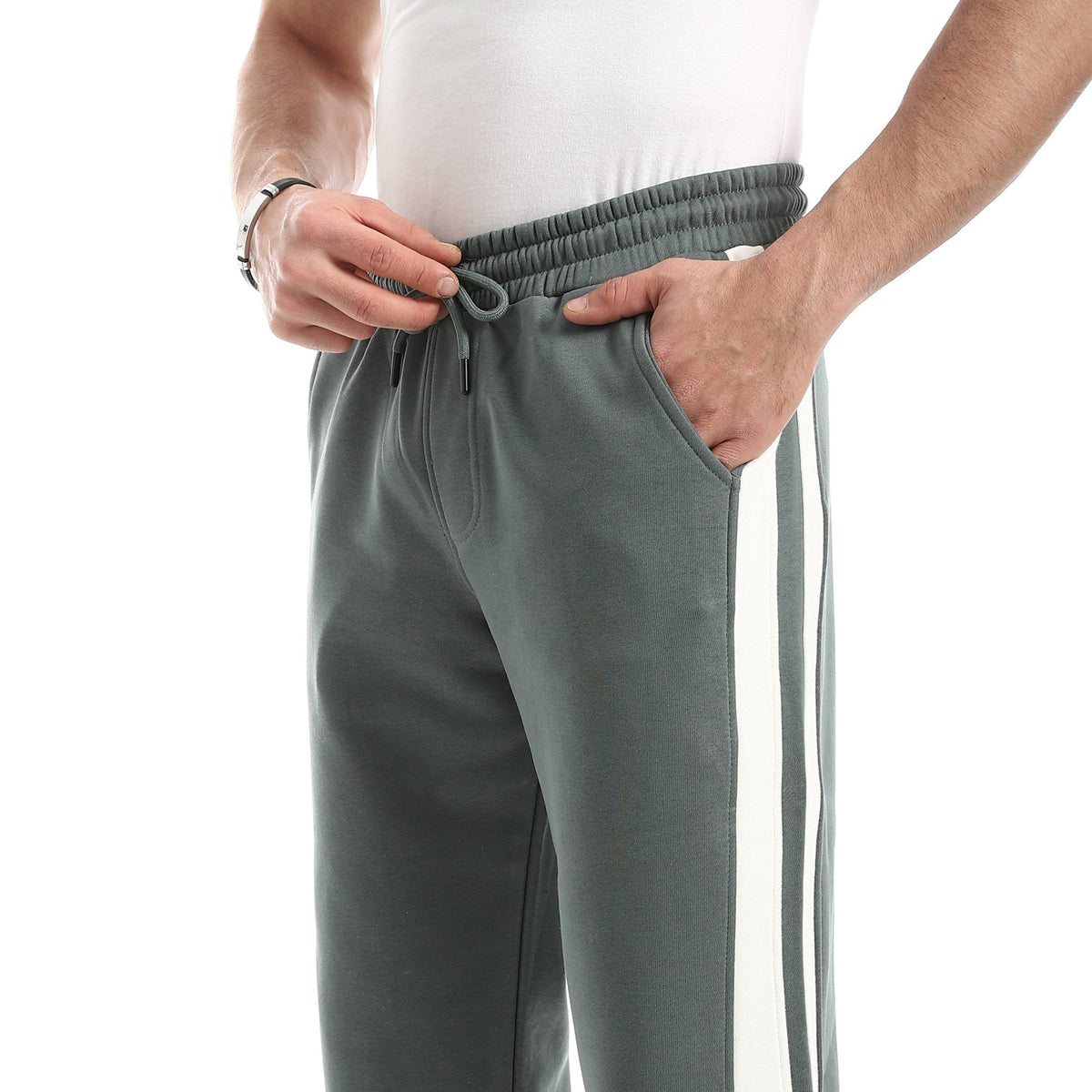 Men Performance Side-Stripe Joggers - Red Cotton