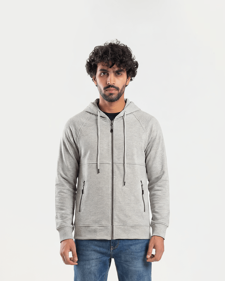 Men Performance Zip-Up Hoodie - Red Cotton
