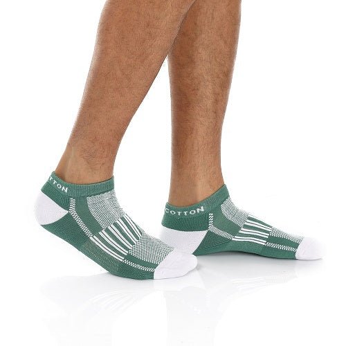 Men Plain Mid Calf Socks - Green - Red Cotton