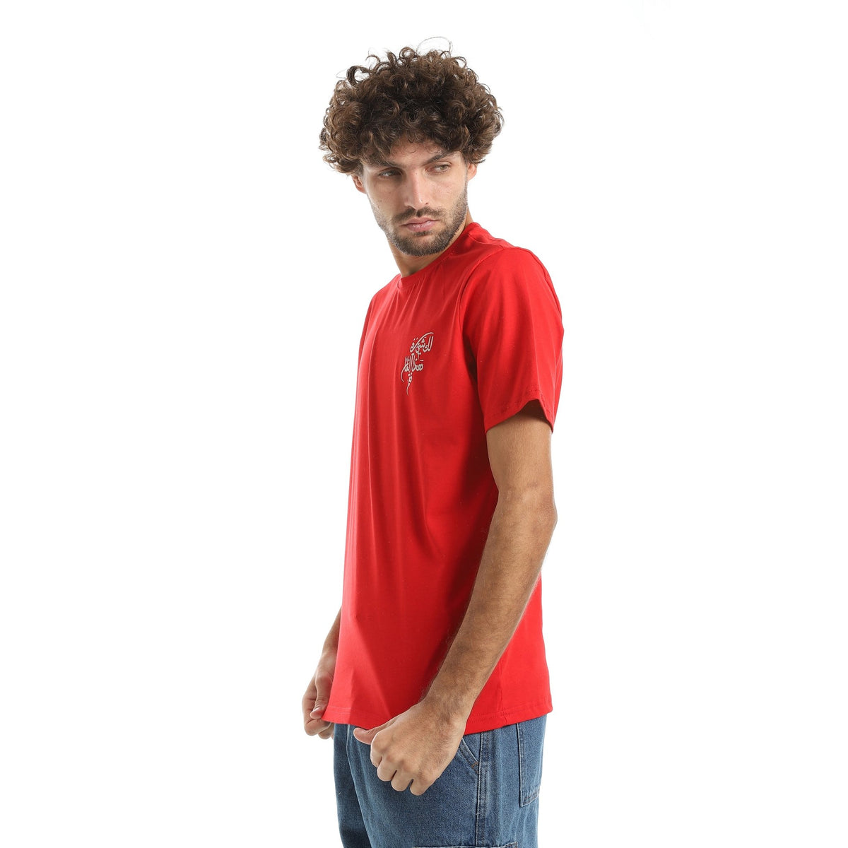 Men Printed T-Shirt Red Cotton - Red Cotton