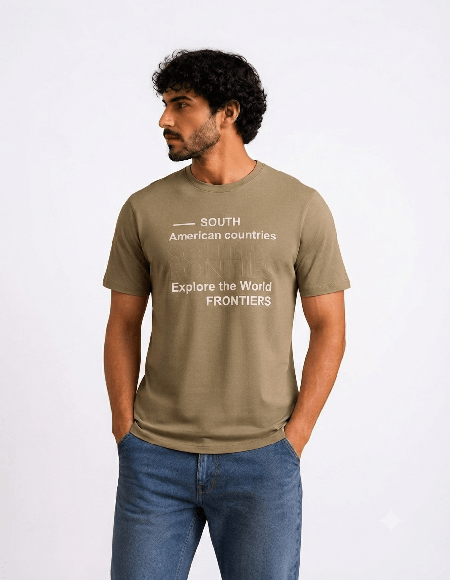 Men Travel Graphic T-Shirt - Red Cotton