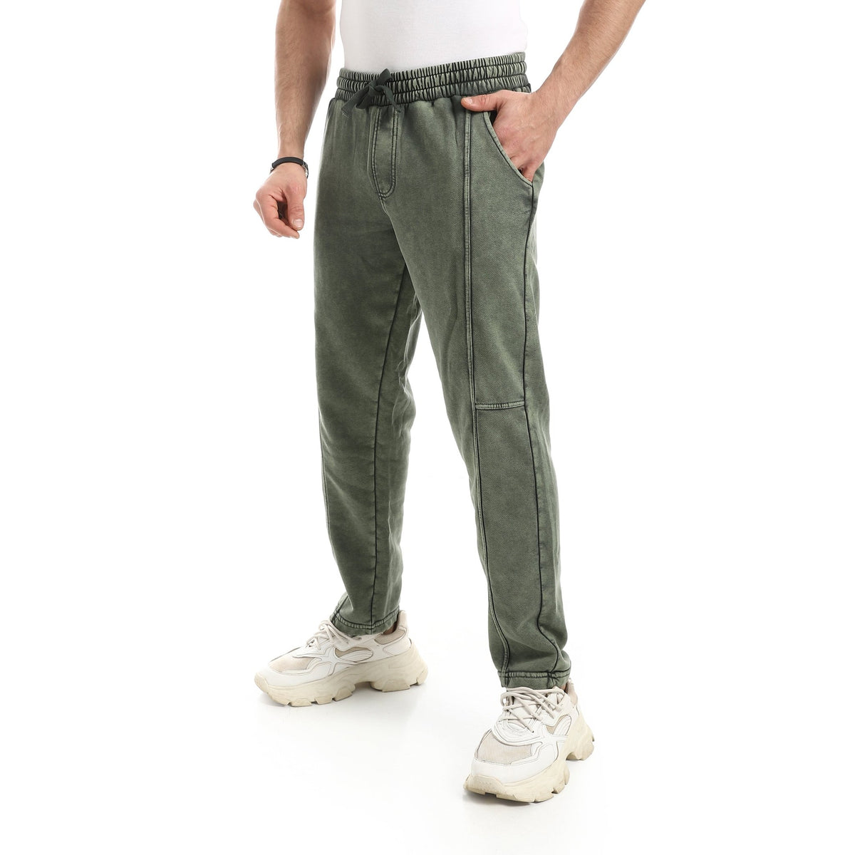 Men Vintage Joggers - Red Cotton