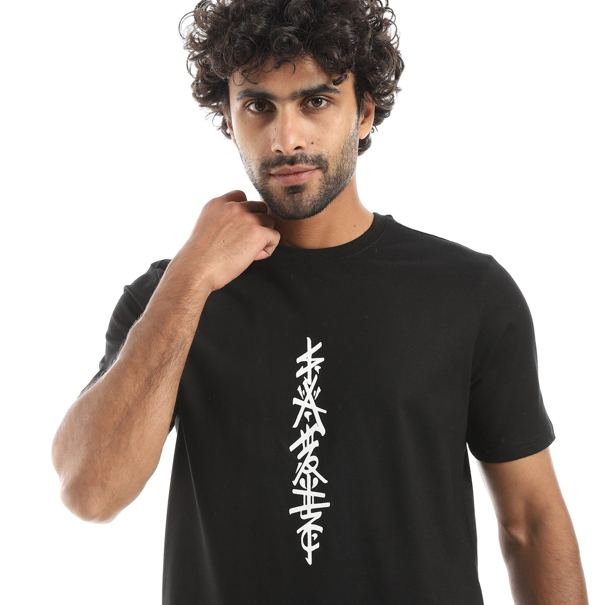Men’s Black Graphic T-Shirt - Red Cotton