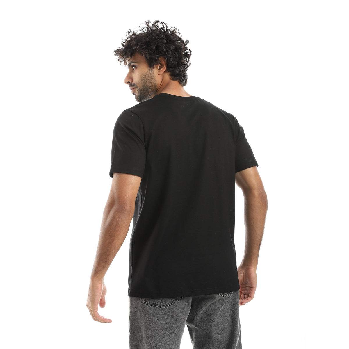 Men’s Black Graphic T-Shirt – Artistic Face Print - Red Cotton