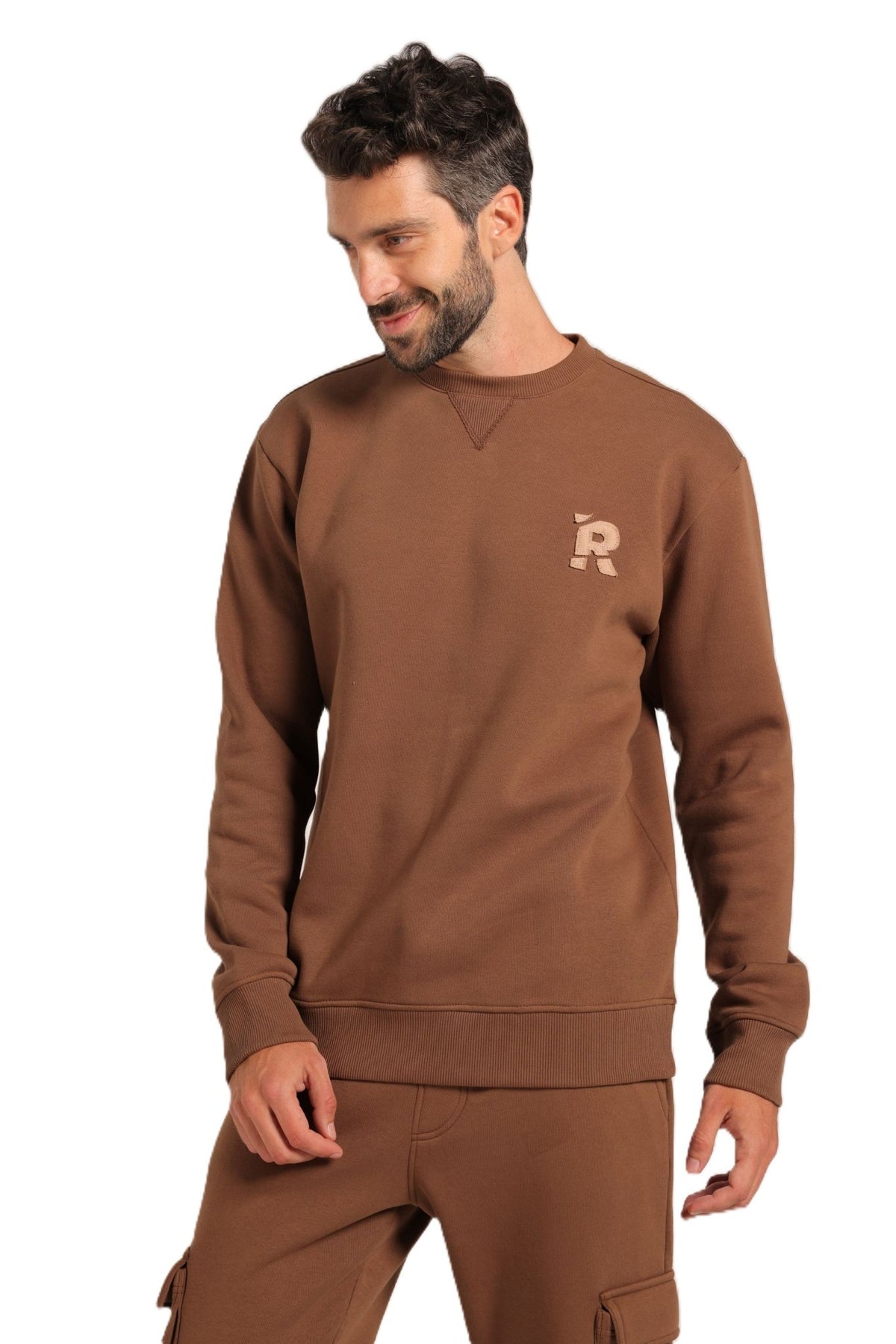 Men’s Brown Sweatshirt & Jogger Set - Red Cotton