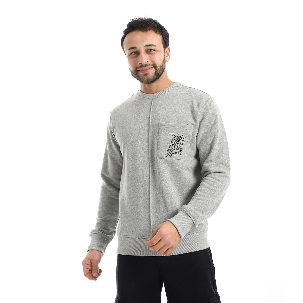 Men’s Casual Crewneck Sweatshirt - Red Cotton