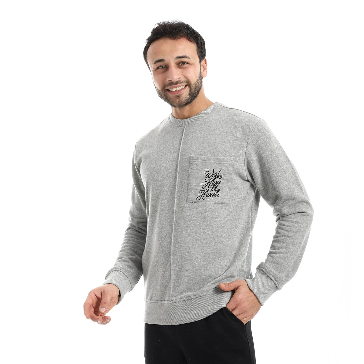 Men’s Casual Crewneck Sweatshirt - Red Cotton