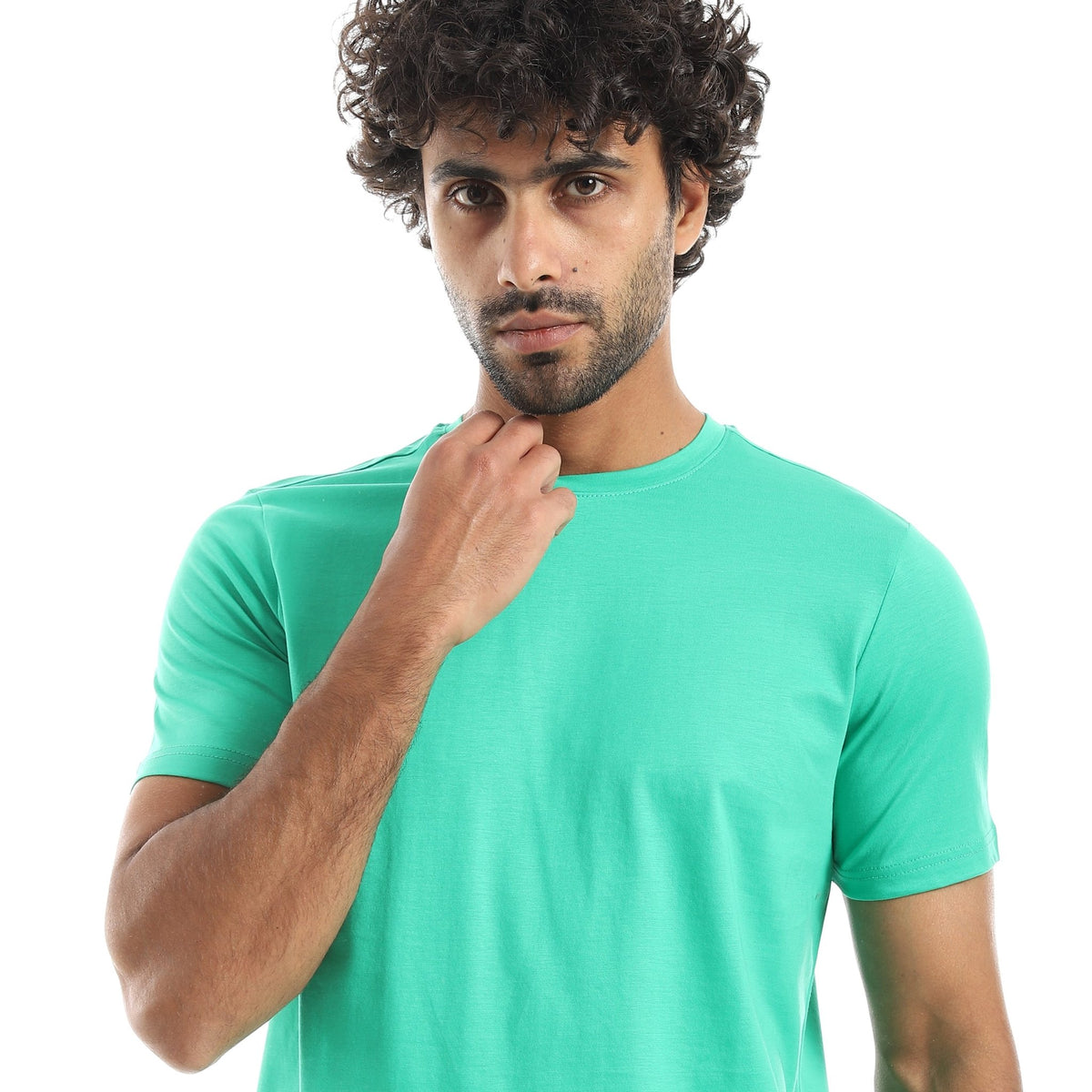 Men's Classic Crew Neck T-Shirt – Green - Red Cotton