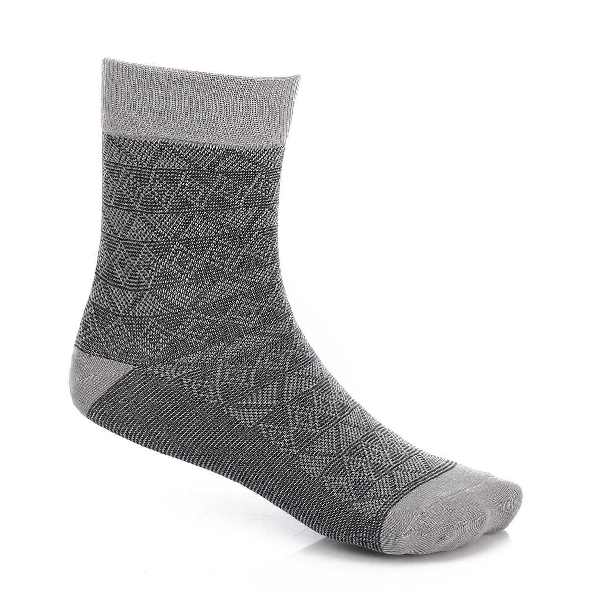 Men's Classic Jacquard Socks - Dark & Lite Gray - Red Cotton