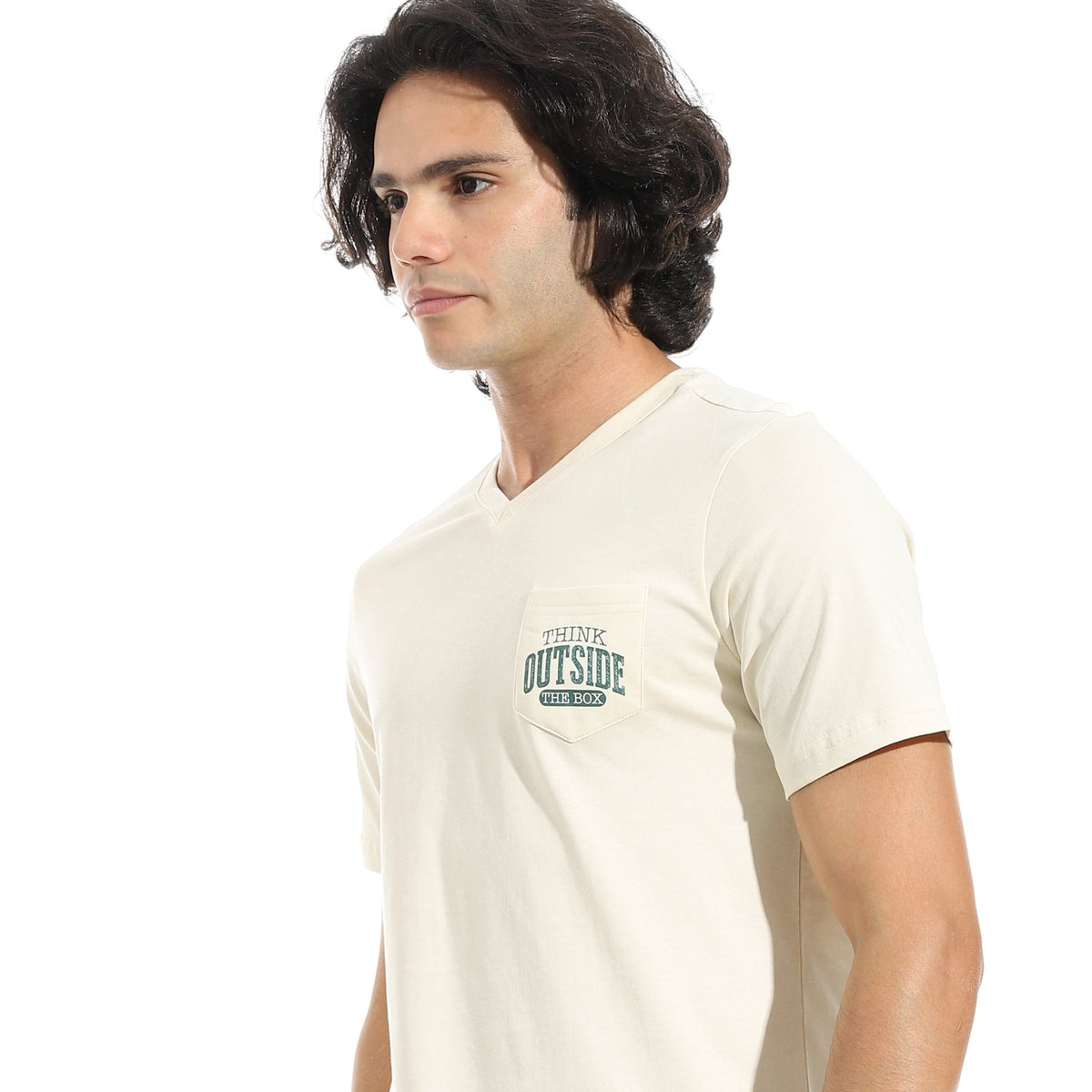 Men's Cotton Pajama Set – Off white V-Neck T-Shirt & Checkered Short - Red Cotton