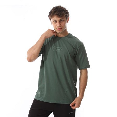 Men's Cotton T-Shirt - Casual and Comfortable - Dark Green - Red Cotton