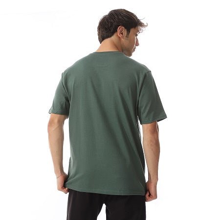 Men's Cotton T-Shirt - Casual and Comfortable - Dark Green - Red Cotton