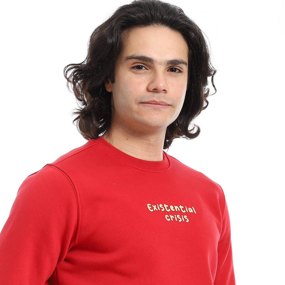 Men's Crewneck Sweatshirt - Style & Comfort Combined - Red - Red Cotton