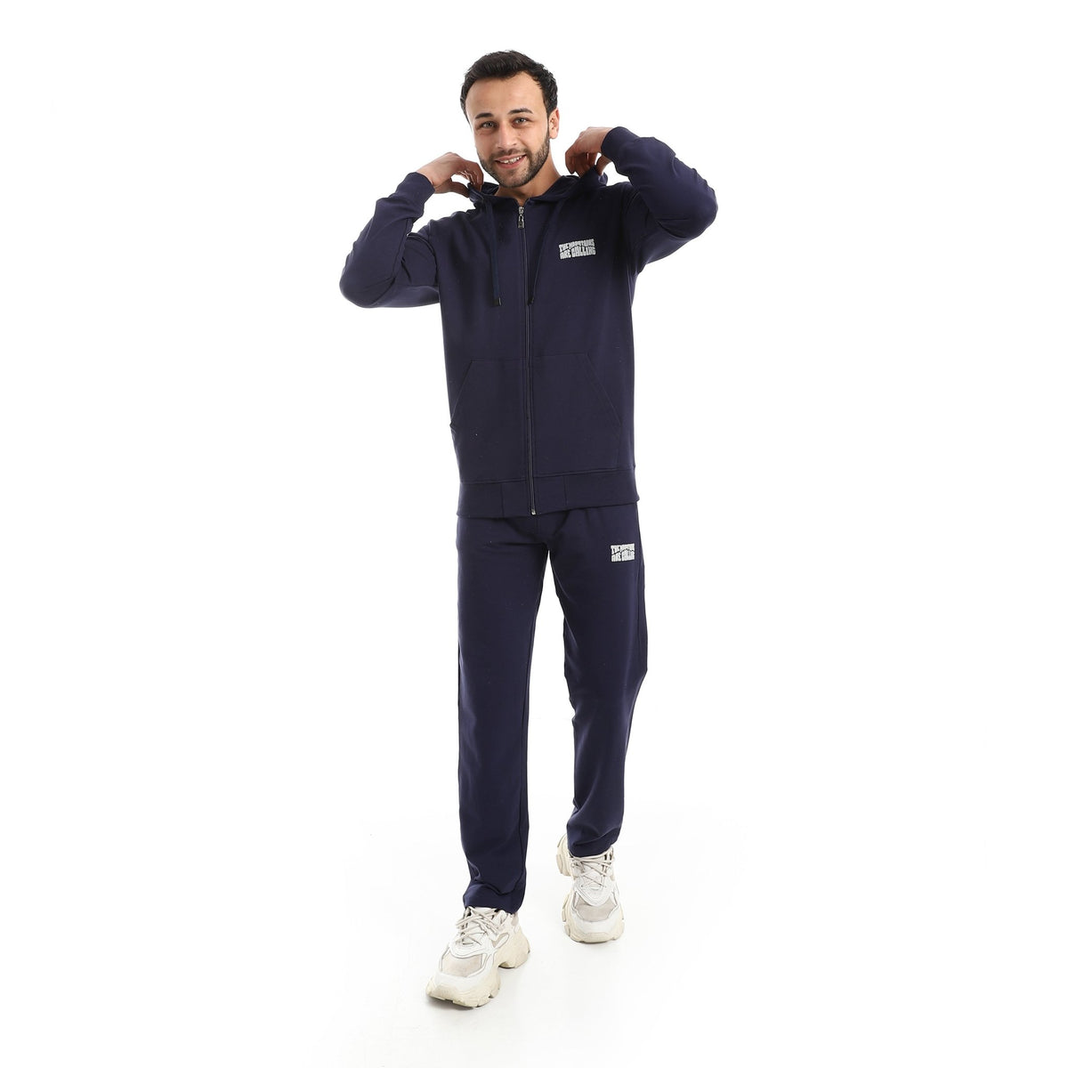 Men’s Full-Zip Fleece Hoodie & Jogger Set - Red Cotton