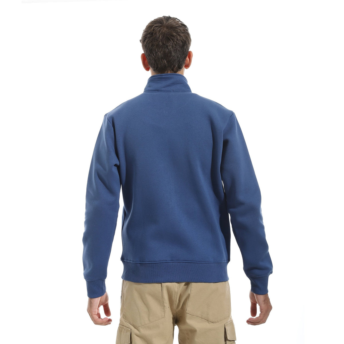 Men’s Full-Zip High-Neck Sweatshirt - Red Cotton