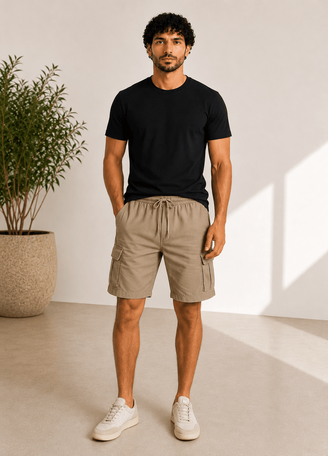 Men’s Germandai Cargo Shorts - Red Cotton