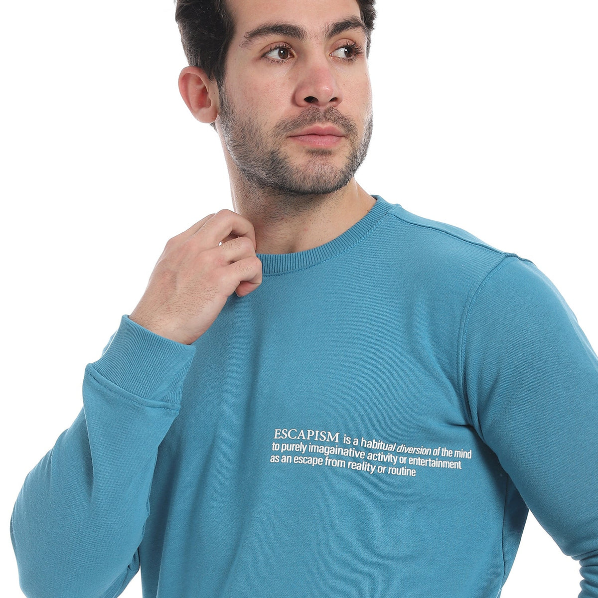 Men's Graphic Print Cotton Sweatshirt - Blue - Red Cotton