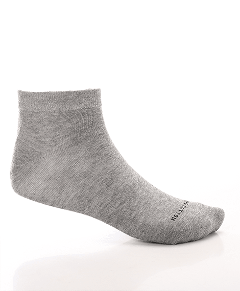 Men's Grey Cotton Ankle Socks - Red Cotton