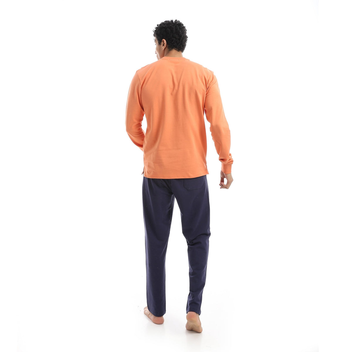 Men’s Homewear Pajama Set – Printed Long Sleeve - Red Cotton