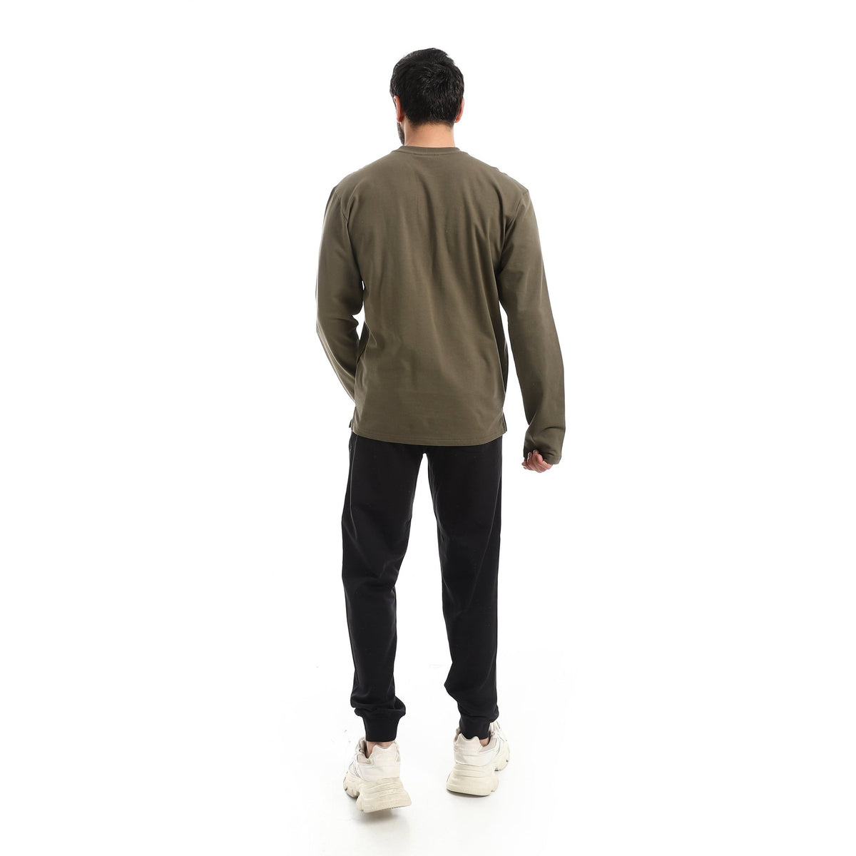 Men's Long-Sleeve Graphic Tee - Red Cotton