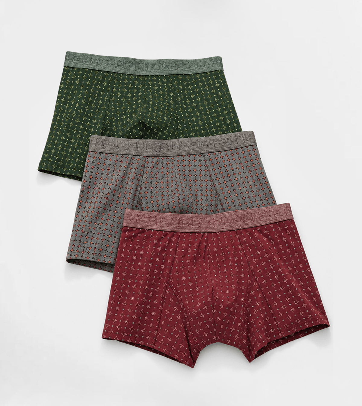 Men's Printed Cotton Boxers - 3 Pack - Red Cotton