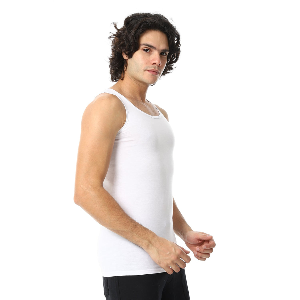 Men's Sleeveless Combed 3 Pcs - White - Red Cotton