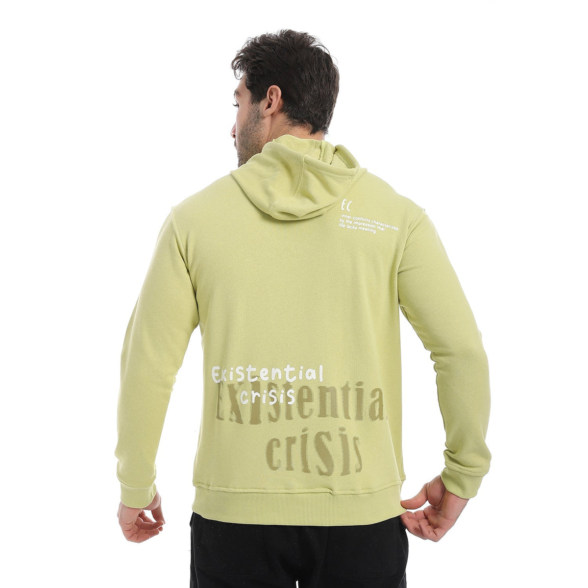 Red Cotton Hoodie With Printed - Lite Green - Red Cotton