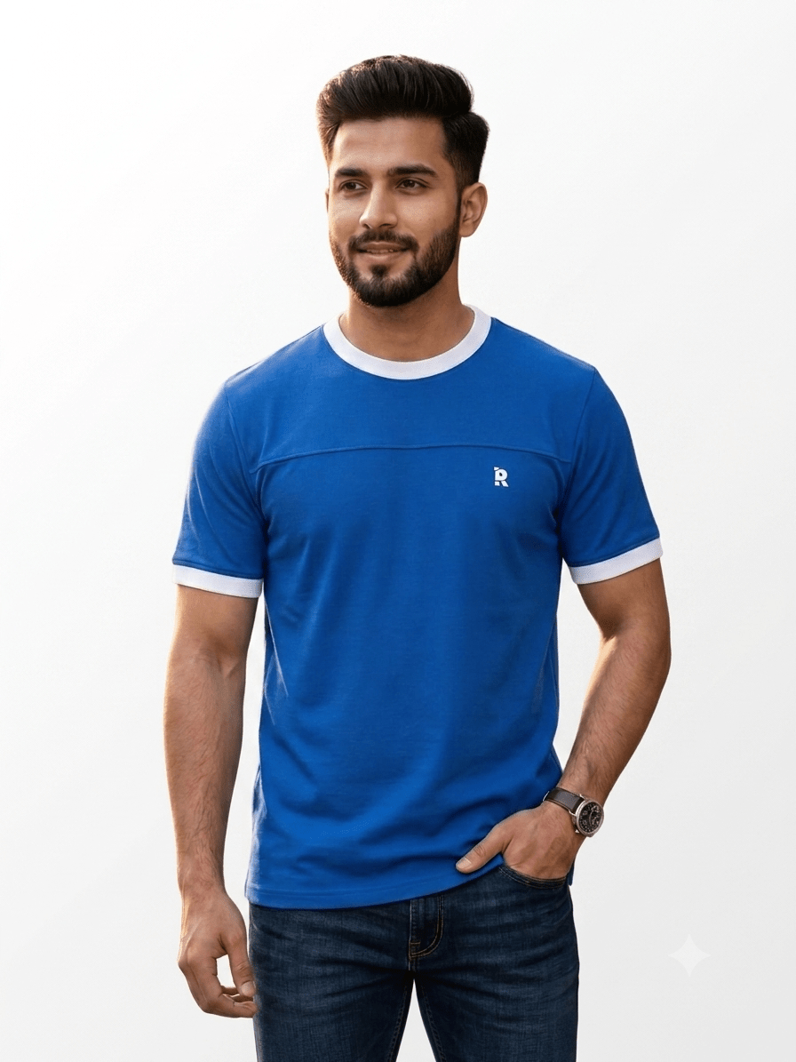 Red Cotton Men's Royal Blue Regular T-Shirt - Red Cotton