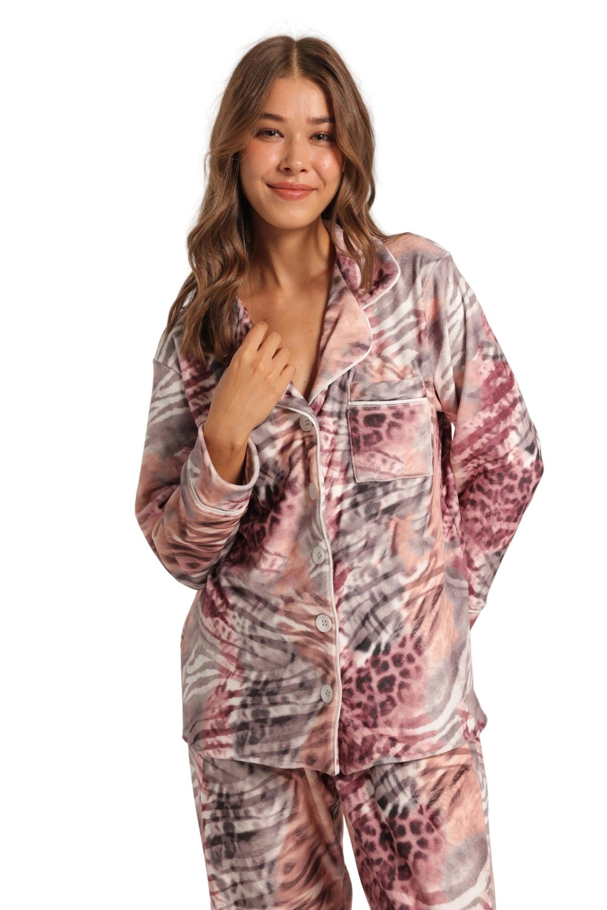 Red Cotton Printed Pajama Set - Red Cotton