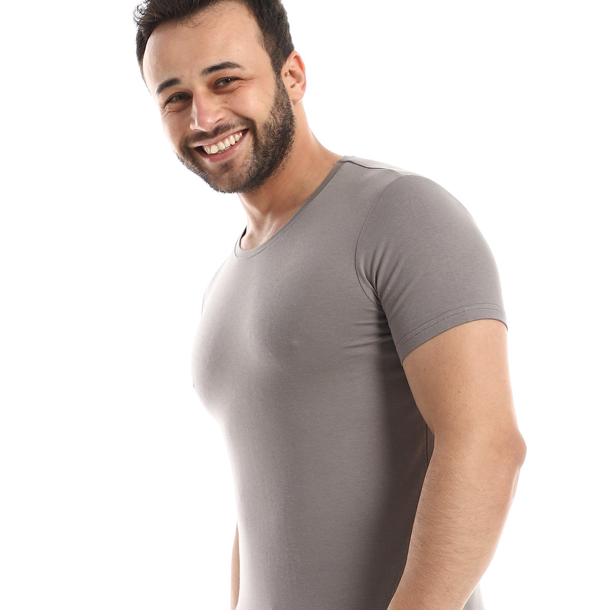 Short Sleeve Undershirt For Men Round Neck - Red Cotton