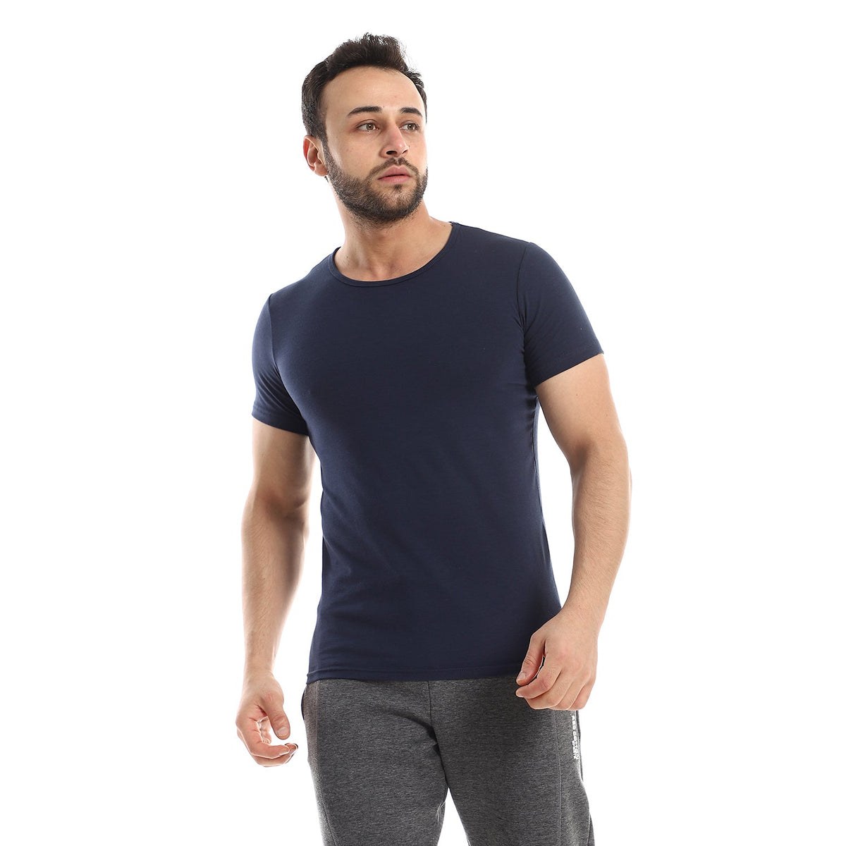 Short Sleeve Undershirt For Men Round Neck - Red Cotton