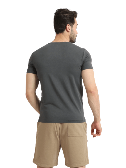 Short Sleeve Undershirt For Men Round Neck - Red Cotton