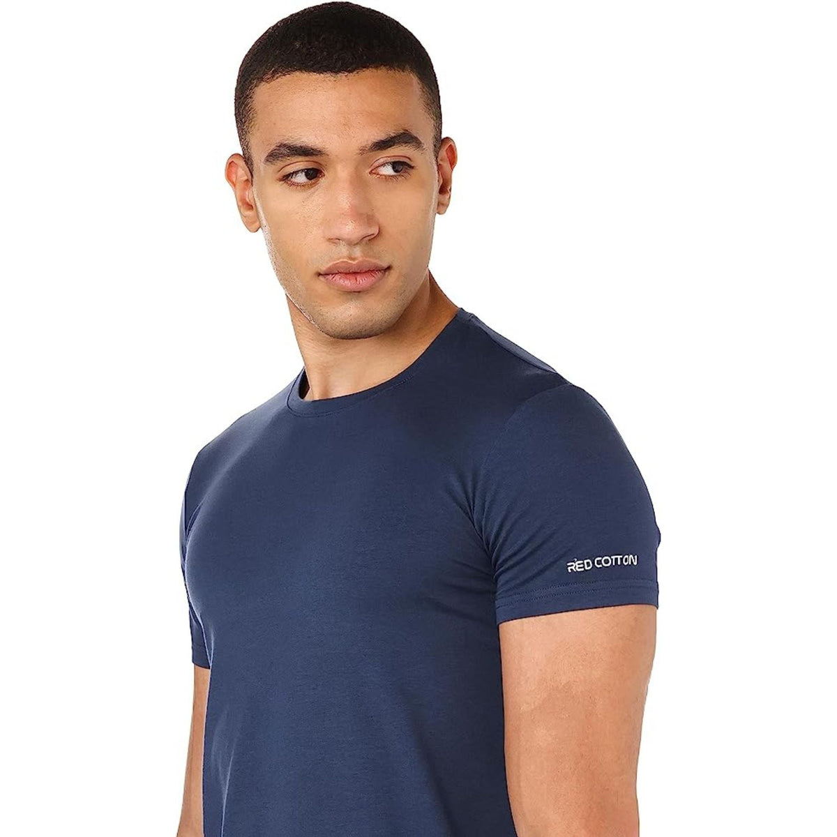 Short Sleeve Undershirt For Men Round Neck - Red Cotton