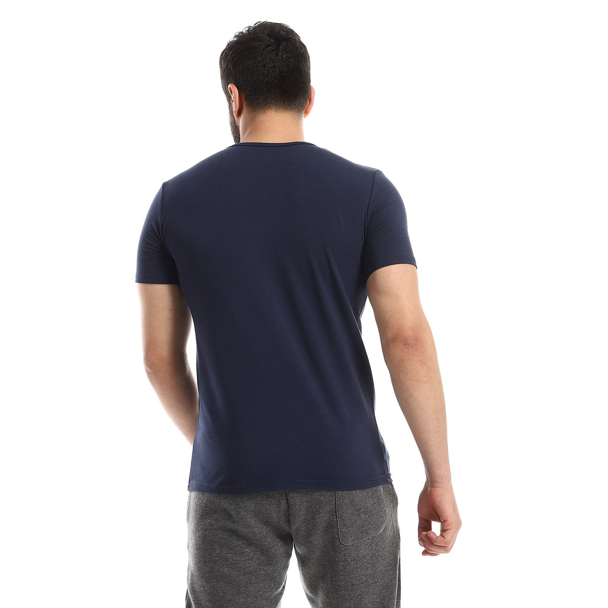 Short Sleeve Undershirt For Men V Neck - Red Cotton