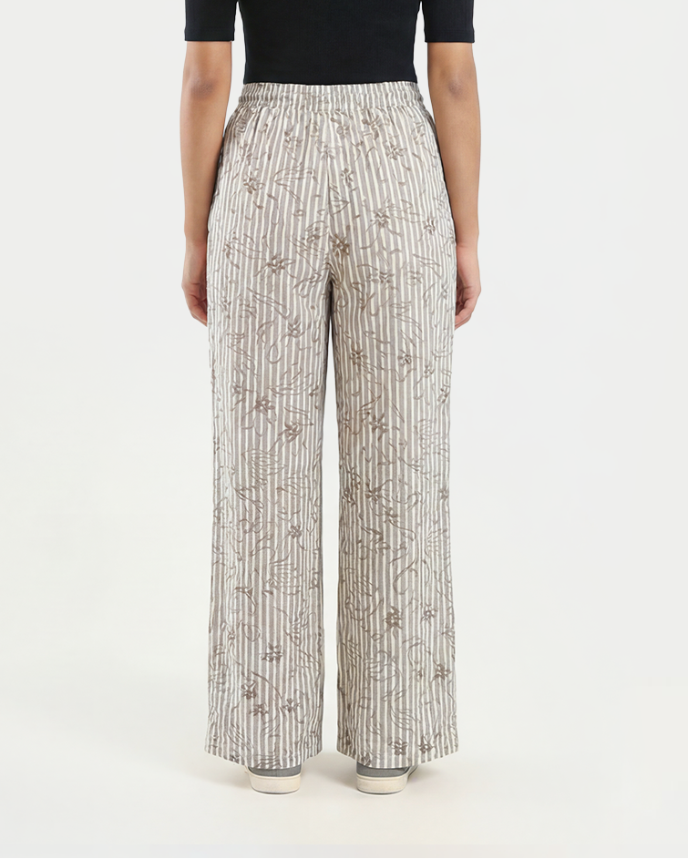 Women’s Ribbed Top & Printed Wide-Leg