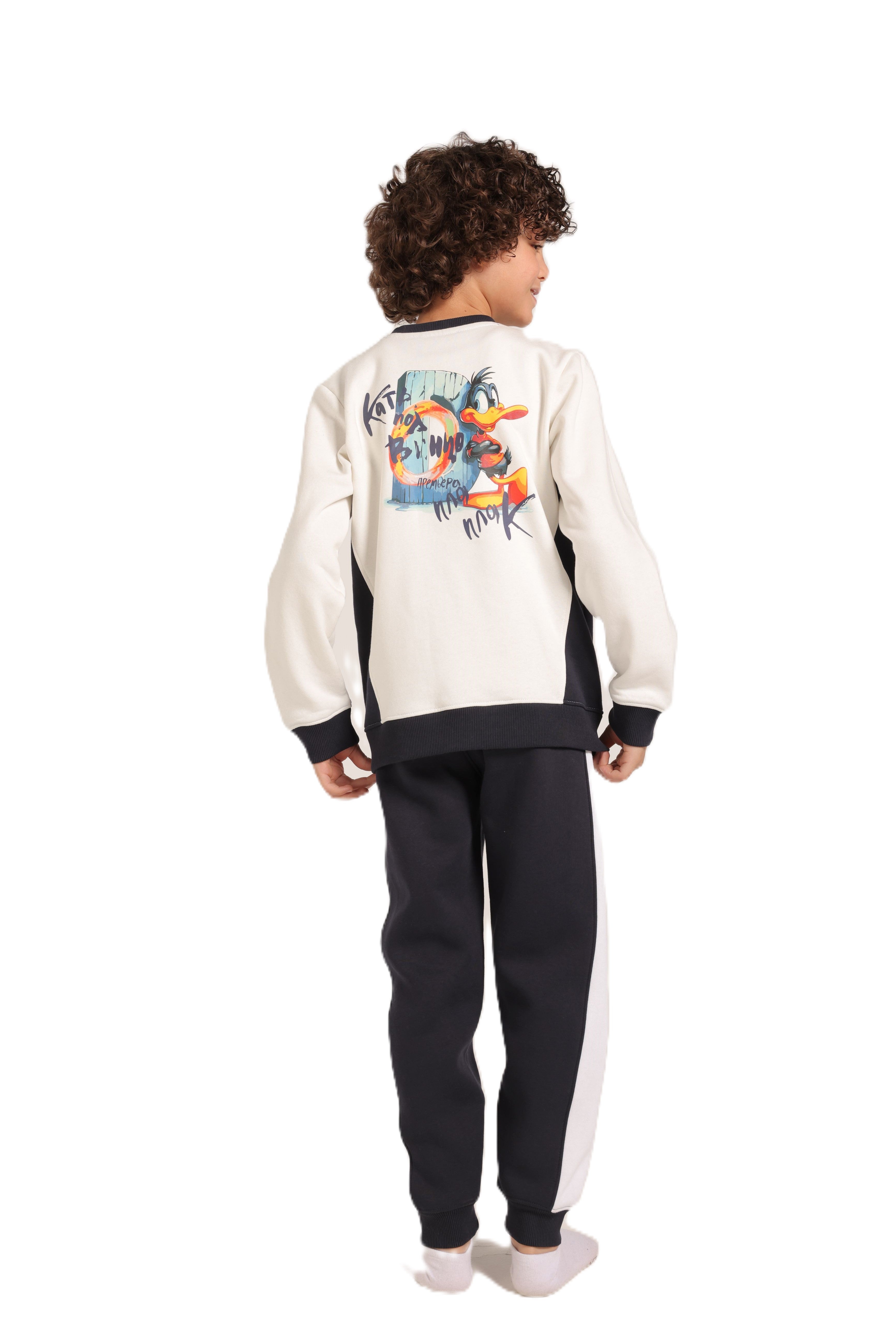 Boy's Tracksuit – Cartoon Print Sweatshirt & Joggers Set