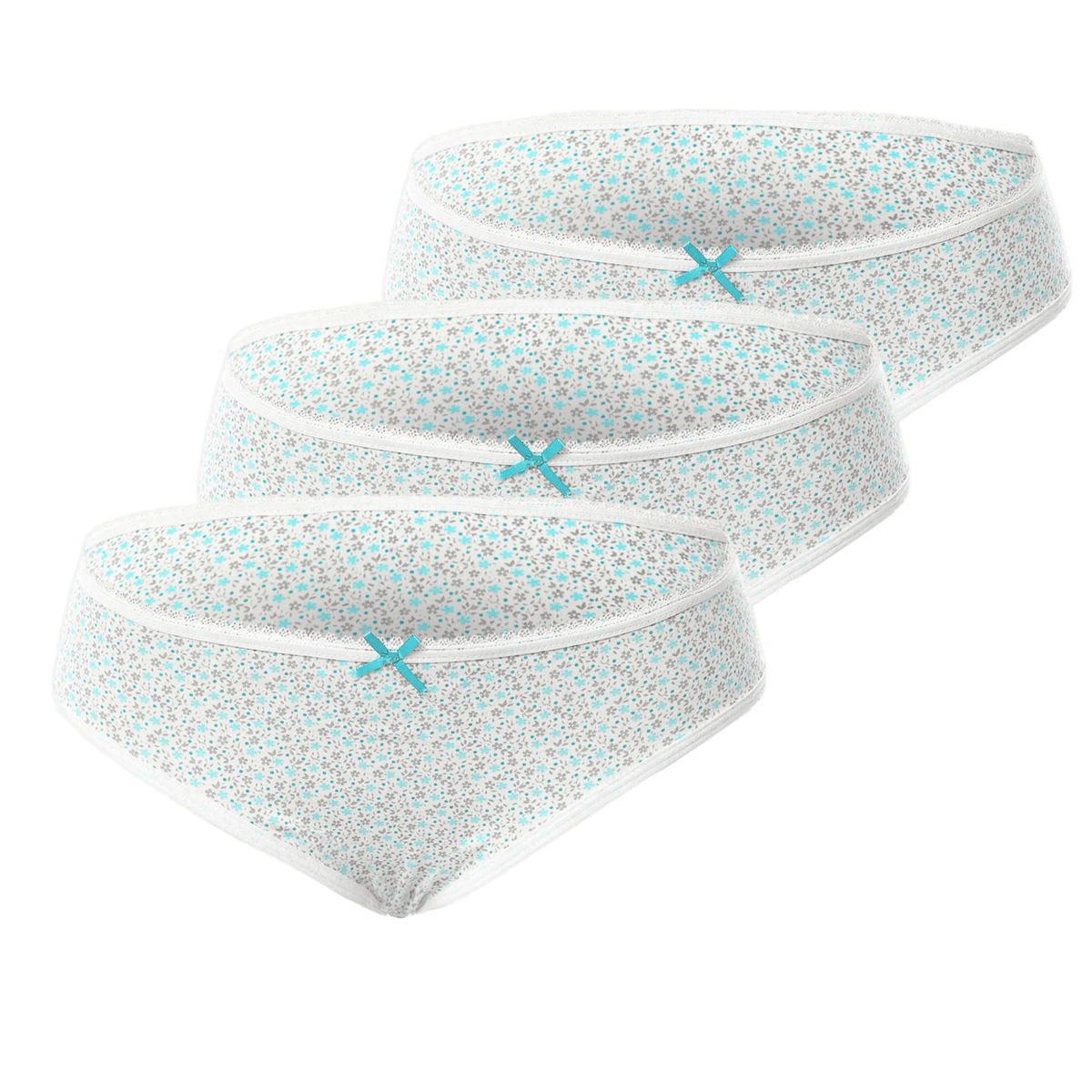 Three-Piece Women's Bikini Underwear Set - Multiple Colors - Red Cotton