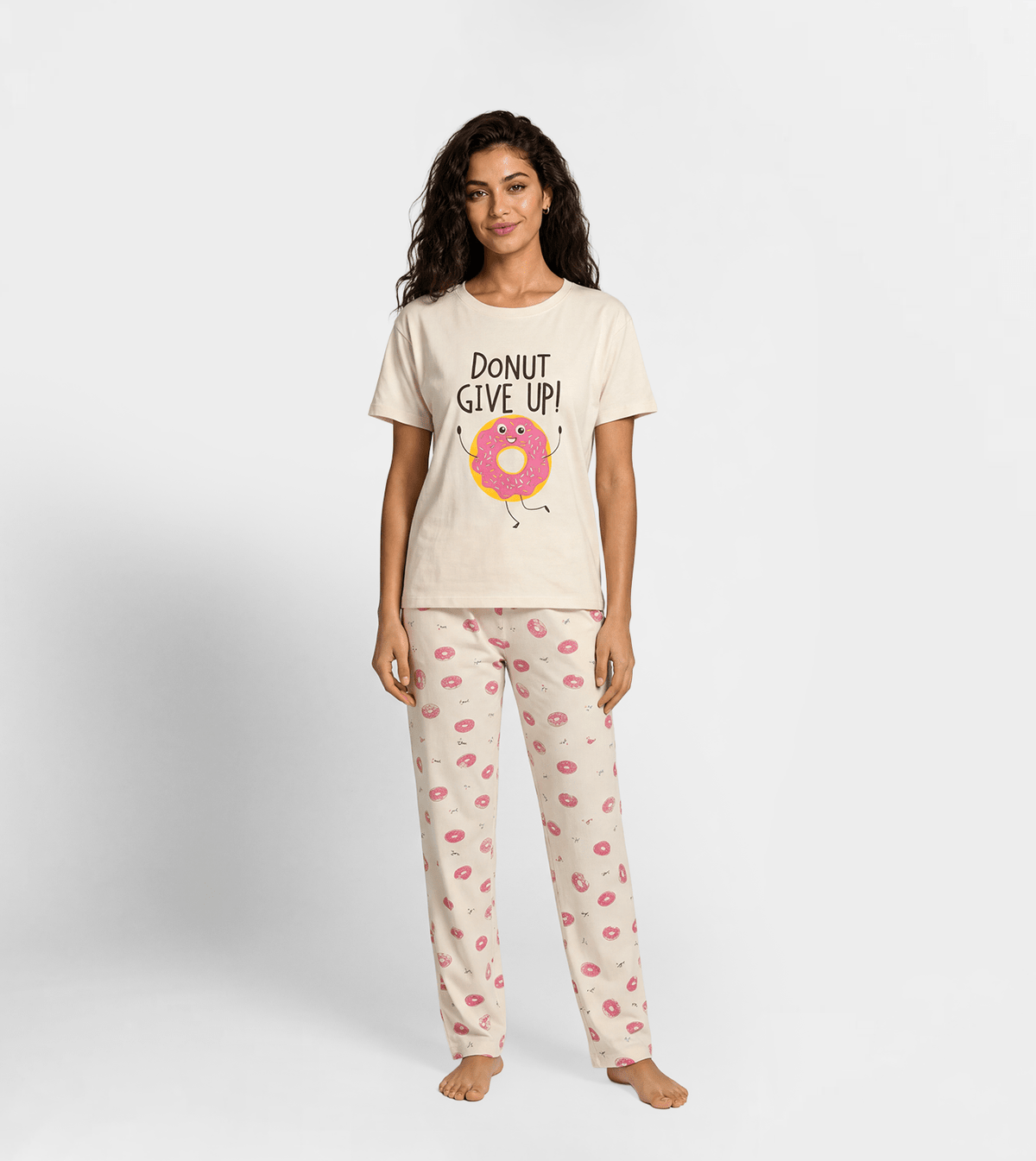 Women Fun Printed Sleepwear Lounge Set - Red Cotton