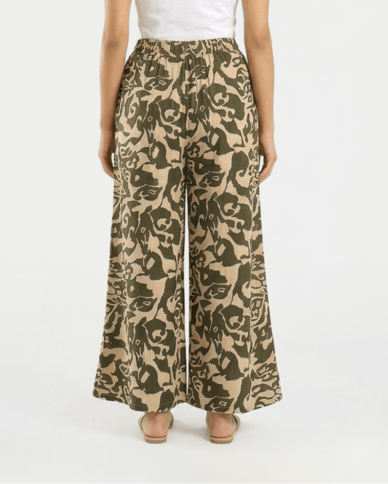 Women High-Rise Wide-Leg - Red Cotton