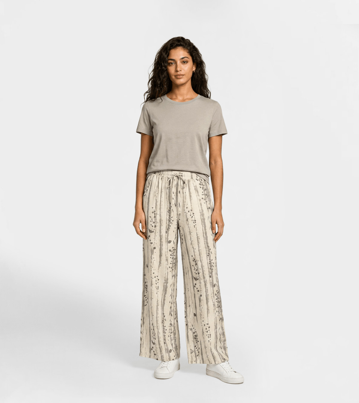 Women Linen Wide Leg Pants - Red Cotton